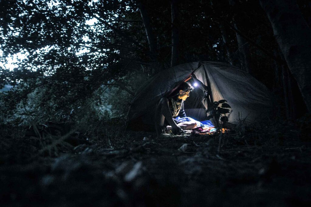 Day 3<br><br>Passed by home – had to fight the temptation of quitting for a hot meal, warm shower, soft bed.<br><br>Just for a second; then temptation is gone.<br>The temporary home offered by a tent hidden in the woods is the coziest thing ever.